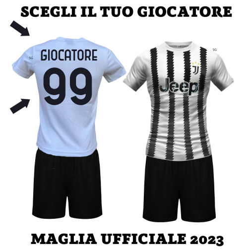 kit Maglia Juventus  Kean 18 ufficiale replica 2022/2023 con pantaloncino nero 